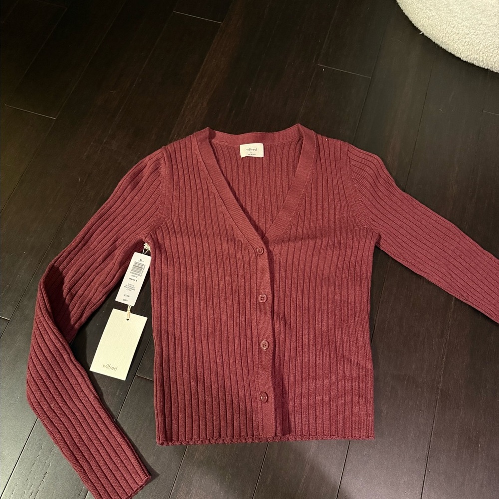 Aritzia Wilfred burgundy cardigan